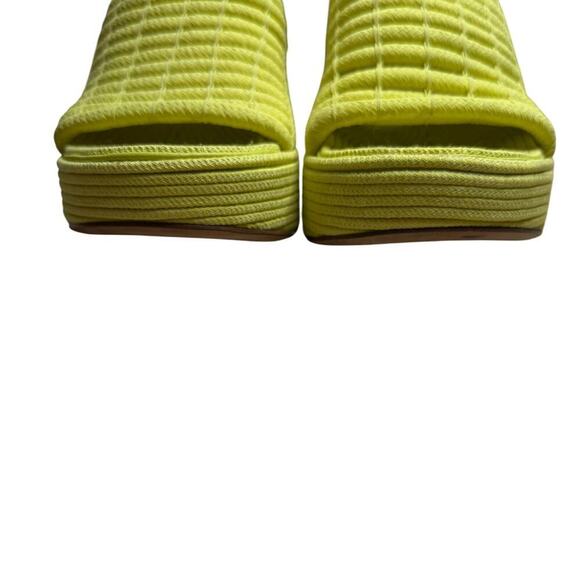 BOTTEGA VENETA Stretch Slide Sandals Size 6 - Consigned Designs Bottega Veneta String Knit Slide Platform Wedge Sandals Seagrass Yellow 36 / 6